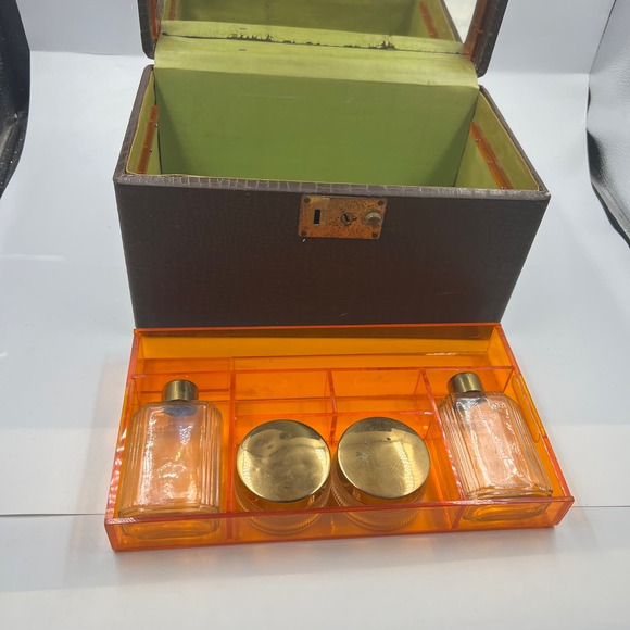 Vintage Snake Skin Mini Train Travel Case Carry On Luggage Handle MCM Distressed - Picture 13 of 16